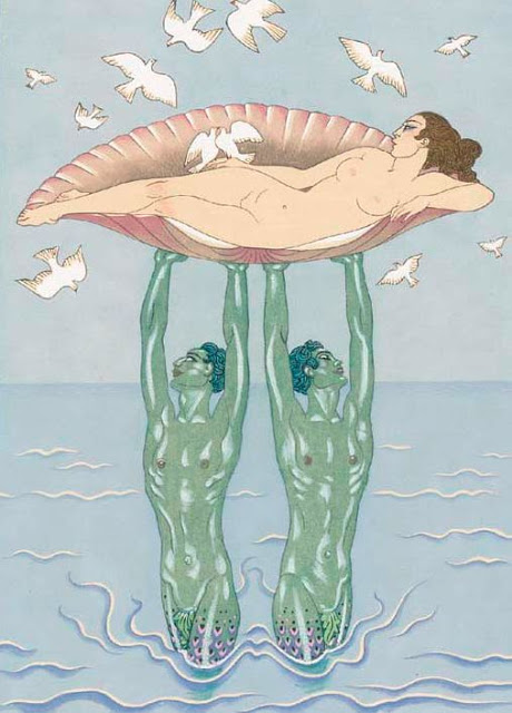 Illustration by George Barbier (1882-1932), Aphrodite, woodcut.